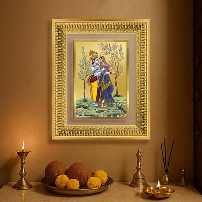 Diviniti 24K Gold Plated Radha Krishna (Classic) Divine Wall Frame for Home Mandir & Office Decor | Luxury Spiritual Gift