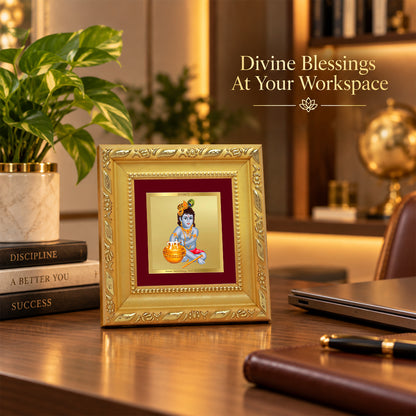 24K Gold-Plated Bal Gopal (Krishna) Frame | Premium Gift Box | 10x10 CM