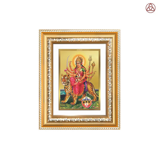 Durga Sherawali Mata with Pind | Divine Wall & Tabletop Photo Frame in 24K Gold Plated Foil