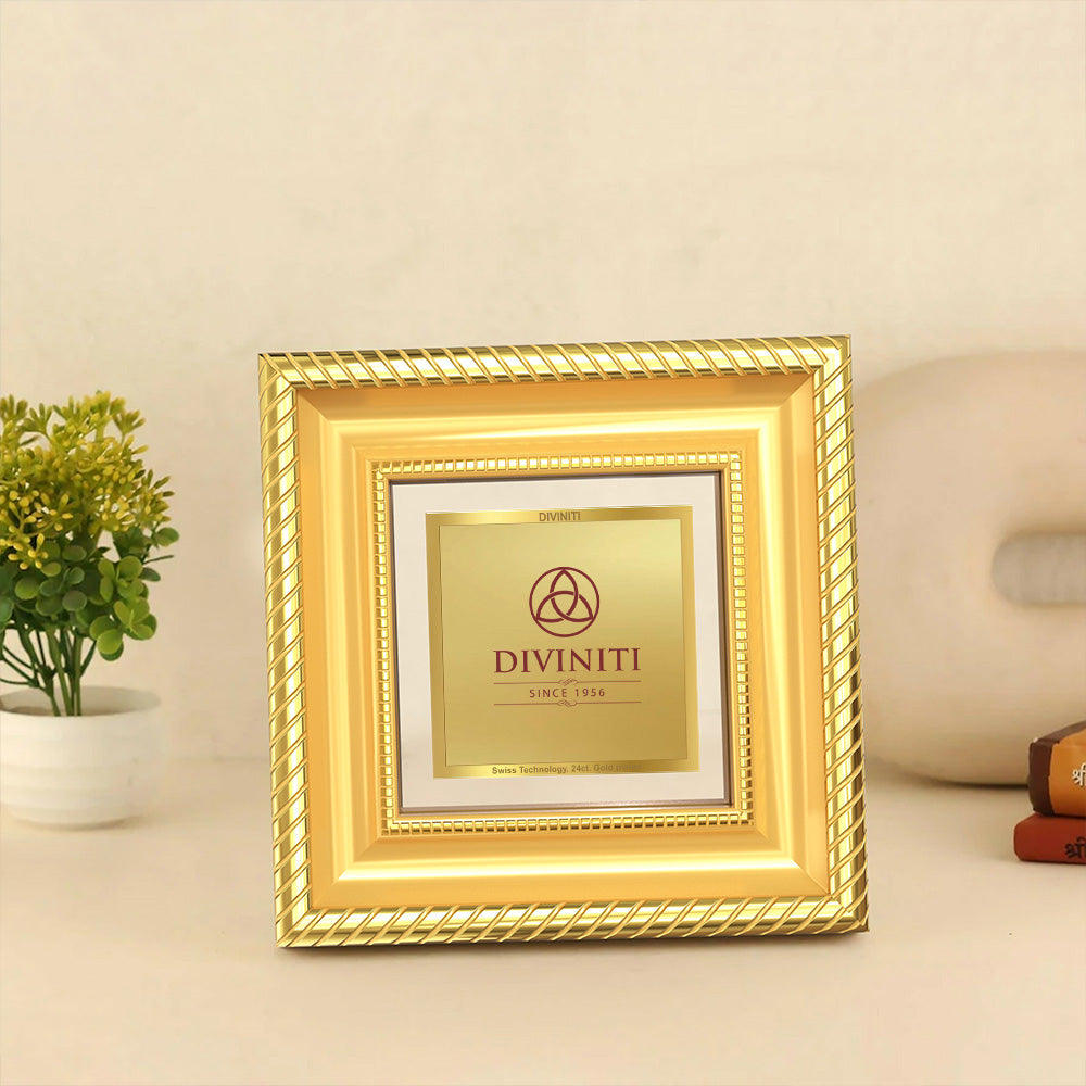 Diviniti Double Glass Frame Personalised Tabletop Photo Frame in 24K Gold Plated Foil