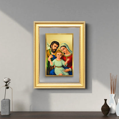 Diviniti 24K Gold Plated Holy Family (Classic) Divine Wall Frame for Home Mandir & Office Decor | Luxury Spiritual Gift