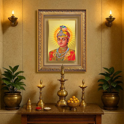 Diviniti 24K Gold Plated Guru Harkrishan Sahib Ji (Classic) Sacred Sikh Wall Frame for Home Decor & Office Ambiance | Premium Spiritual Gift