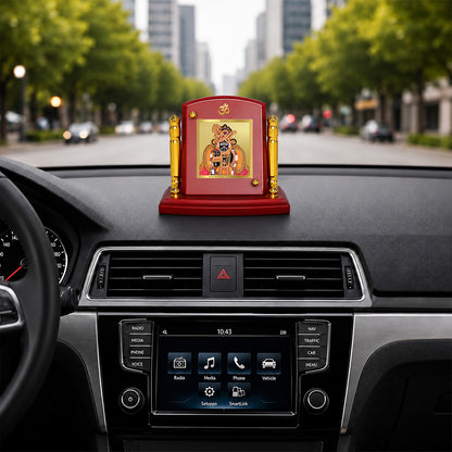 24K Gold-Plated Banke Bihari Ji MDF Car Dashboard Frame | 7.5x9 CM