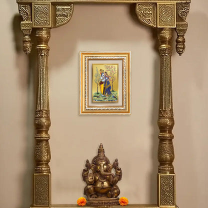Diviniti 24K Gold Plated Radha Krishna (Classic) Divine Wall and Table Top Frame for Home Mandir & Office Decor | Luxury Spiritual Gift
