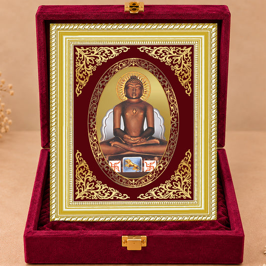 24K Gold-Plated Lord Mahavir Frame | Premium Gift Box | 26x20 CM