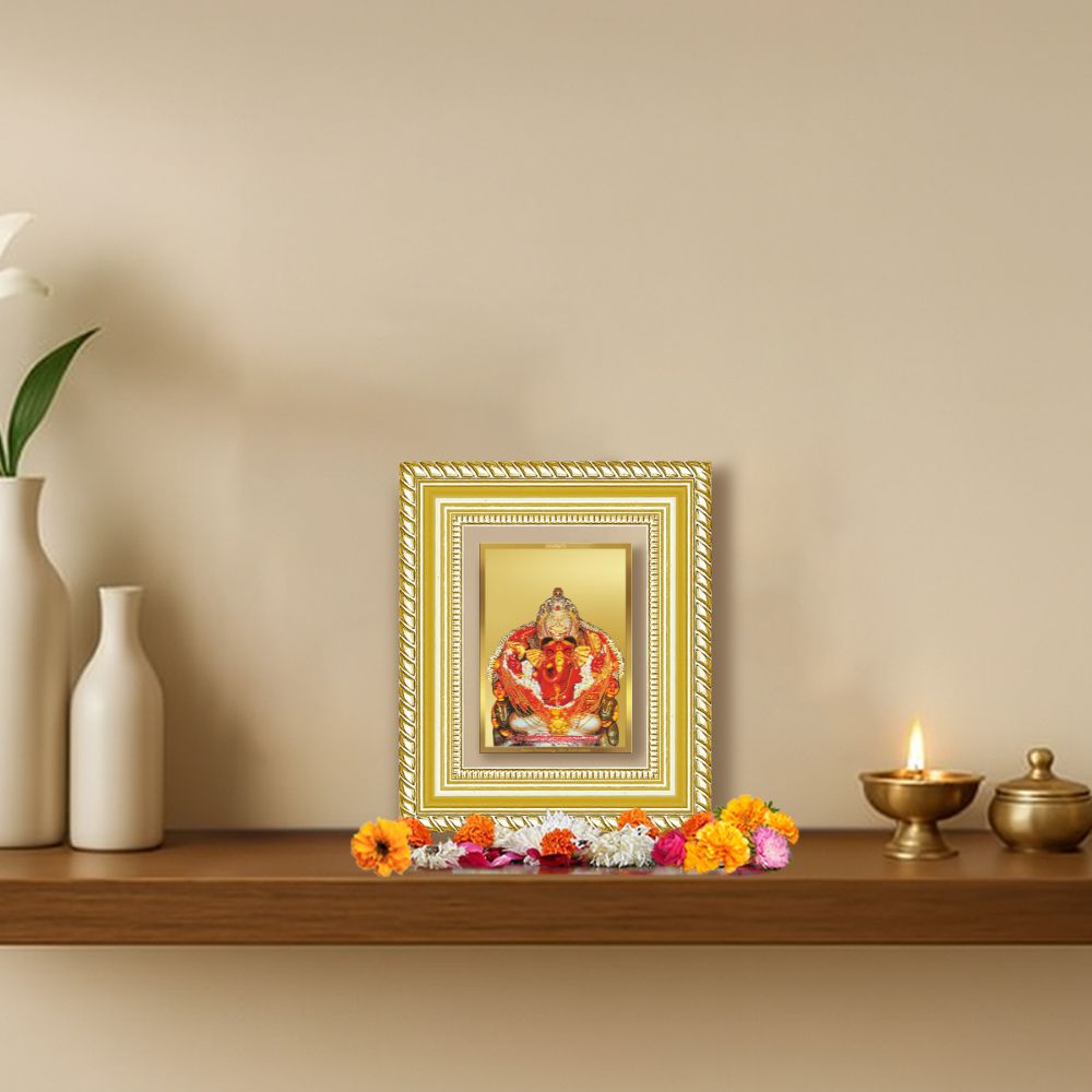 Diviniti 24K Gold Plated Siddhi Vinayak Divine Table Top Frame for Home Mandir & Office Decor | Luxury Spiritual Gift