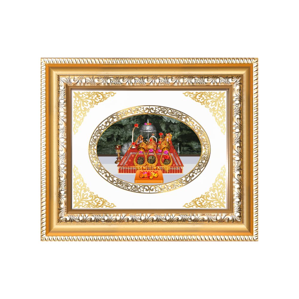 Mata Ka Darbar Divine Vaishno Devi Sacred Shakti & Blessings Royal Tabletop Frame in 24K Gold Plated Foil