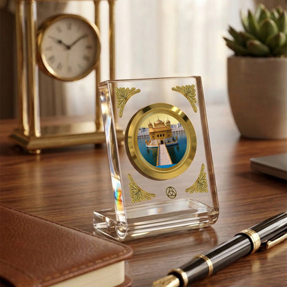 Diviniti 24K Gold Plated Golden Temple Acrylic Car Dashboard Frame | Divine Blessings, Peace & Spiritual Harmony for Car, Home, Tabletop & Meditation Room | Faith & Serenity (ACF1CH)
