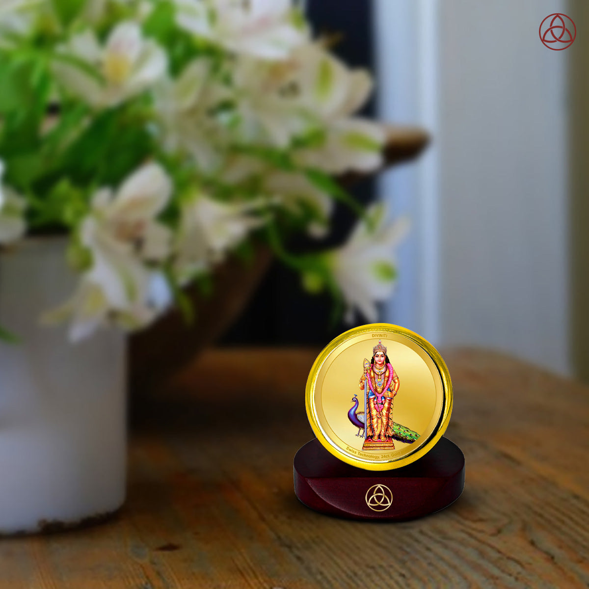 Lord Murugan | Divine Warrior God Car Dashboard Frame in 24K Gold Plated Foil