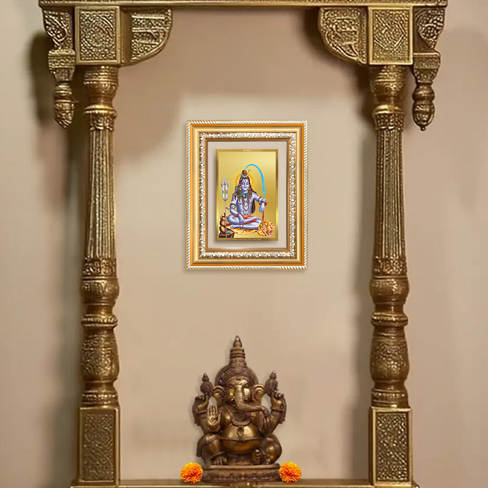 Diviniti 24K Gold Plated Shiva (Classic) Divine Wall and Table Top Frame for Home Mandir & Office Decor | Luxury Spiritual Gift