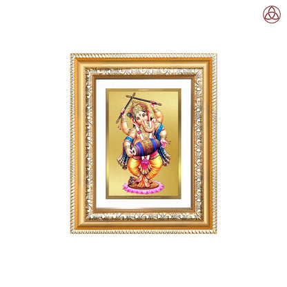 Dancing Ganesha on 24K Gold | Nritya Ganapati Wall & Tabletop Photo Frame in 24K Gold Plated Foil