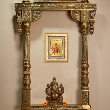 Diviniti 24K Gold Plated Durga With Mantra (Classic) Divine Wall and Table Top Frame for Home Mandir & Office Decor | Luxury Spiritual Gift