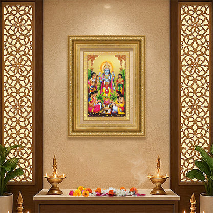 Diviniti 24K Gold Plated Satyanarayan (Classic) Divine Wall Frame for Home Mandir & Office Decor | Luxury Spiritual Gift