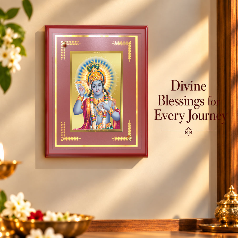 24K Gold-Plated Vishnu MDF Frame | Premium Gift Box | 10x10 CM