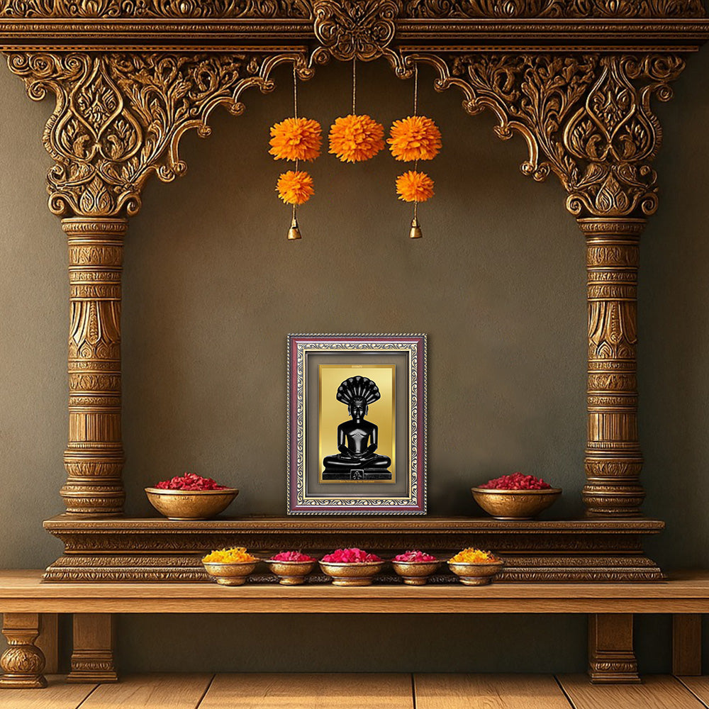 Diviniti 24K Gold Plated Parshvanath (Classic) Divine Wall Frame for Home Mandir & Office Decor | Luxury Spiritual Gift