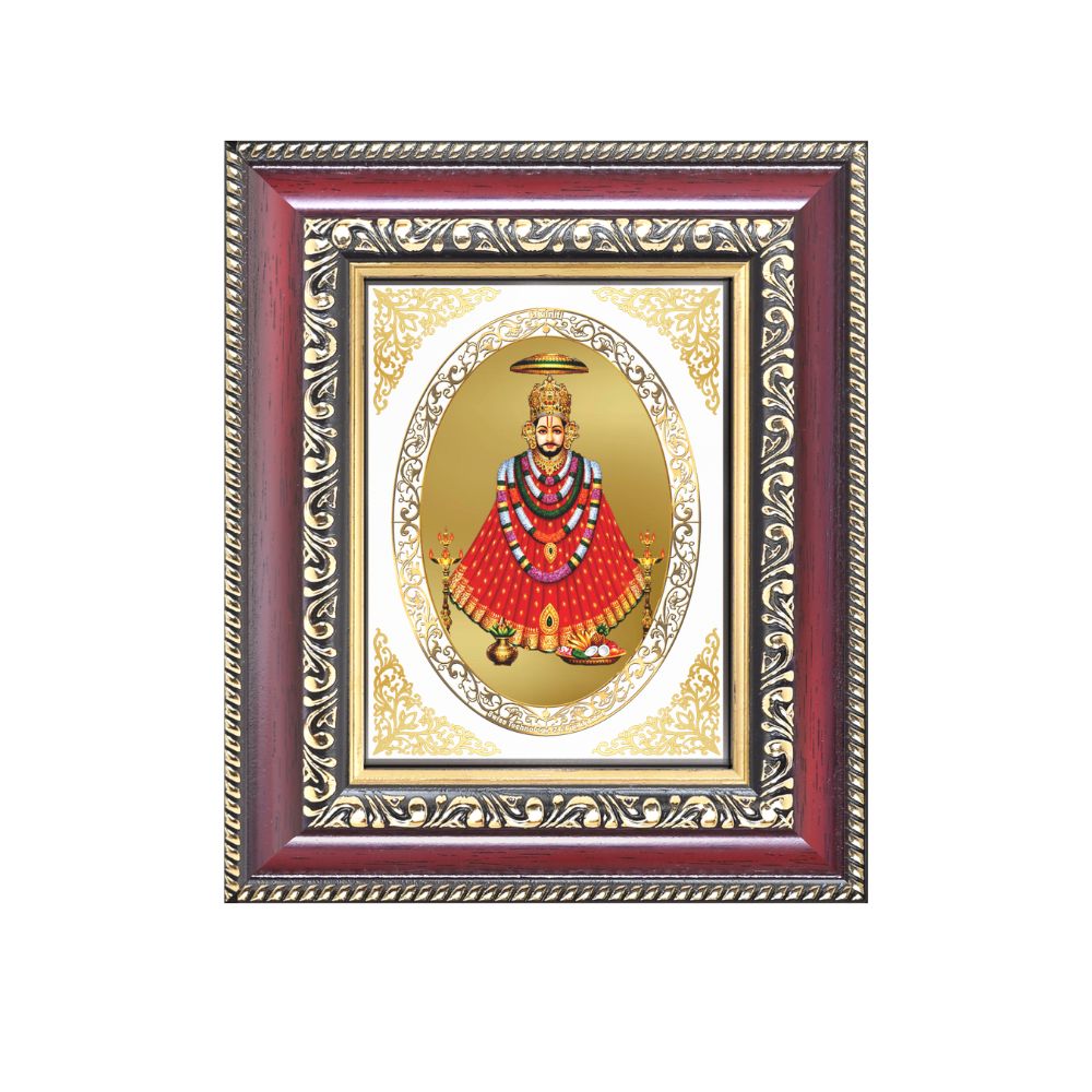 Khatu Shyam Ji Divine Shyam Baba Sacred Blessings & Faith Royal Tabletop Frame in 24K Gold Plated Foil