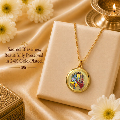 Diviniti 24K Gold Plated Ram Sita & Hanuman Ji 28MM Double Sided Pendant For Men, Women & Kids
