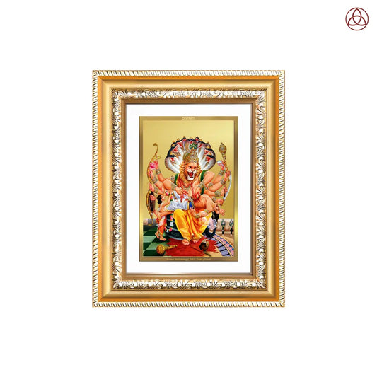 Lord Narasimha | The Fierce Protector Wall & Tabletop Photo Frame in 24K Gold Plated Foil