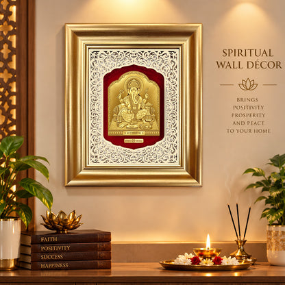24K Gold-Plated Lord Ganesha Frame | Premium Gift Box | 30x25 CM