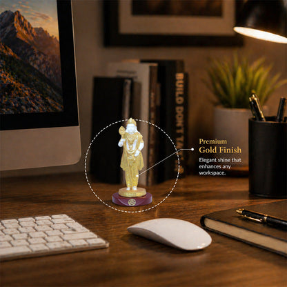 24K Gold-Plated Lord Murugan Resin Idol for Car Dashboard & Home Decor | Premium Gift Box | 9x4 CM