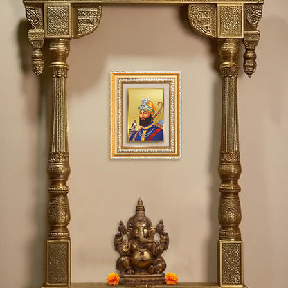 Diviniti 24K Gold Plated Guru Gobind Singh Ji (Classic) Sacred Sikh Wall and Table Top Frame for Home Decor & Office Ambiance | Premium Spiritual Gift