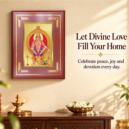 24K Gold-Plated Lord Ayyappan MDF Frame | Premium Gift Box | 27x35 CM