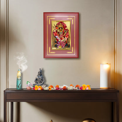Diviniti 24K Gold Plated Katyayani Mata Blessing Tabletop Photo Frame | Strength, Courage & Divine Protection