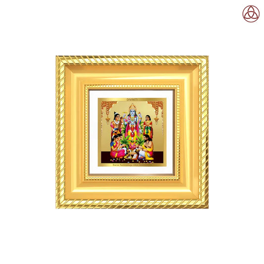 Lord Satyanarayana | Divine Form of Truth and Prosperity Tabletop Frame in 24K Gold Plated Foil