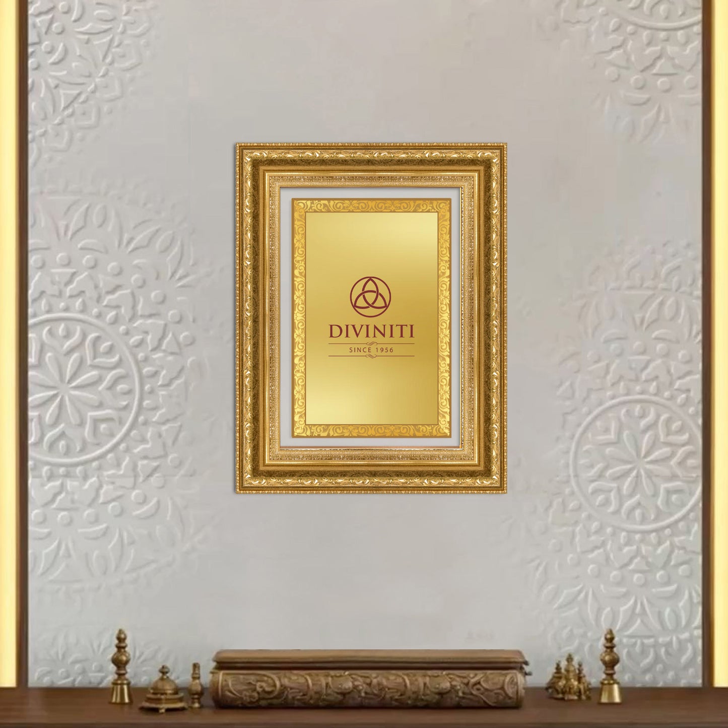 Diviniti Double Glass Frame Personalised Wall Mount Photo Frame in 24K Gold Plated Foil
