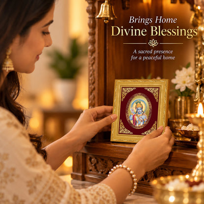 24K Gold-Plated Lord Vishnu Frame | Premium Gift Box | 16x13.5 CM