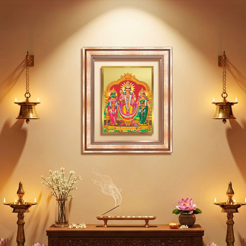 Diviniti 24K Gold Plated Murugan Velli (Classic) Divine Wall Frame for Home Mandir & Office Decor | Luxury Spiritual Gift