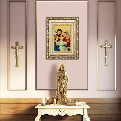 Diviniti 24K Gold Plated Holy Family (Classic) Divine Wall Frame for Home Mandir & Office Decor | Luxury Spiritual Gift
