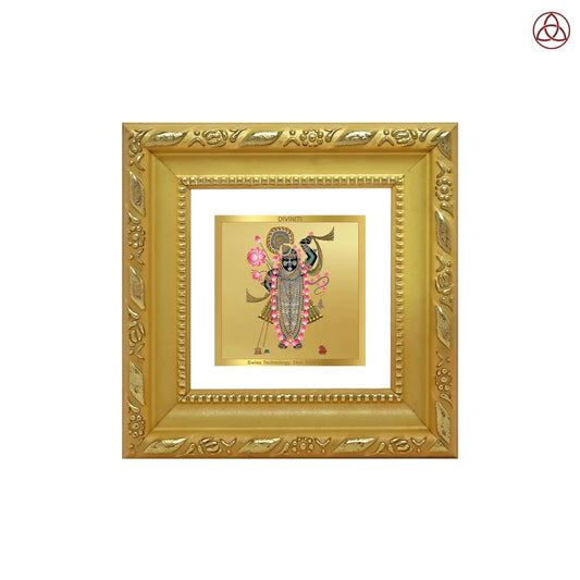 Lord Shrinathji | Divine Form of Krishna from Nathdwara Tabletop Frame in 24K Gold Plated Foil