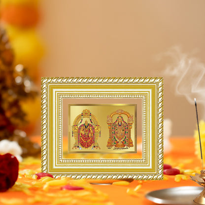 Diviniti 24K Gold Plated Padmavati And Balaji Divine Table Top Frame for Home Mandir & Office Decor | Luxury Spiritual Gift