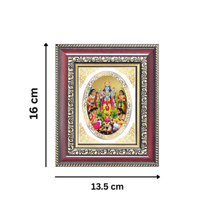 Lord Satyanarayan Divine Vishnu Form Sacred Truth & Blessings Royal Tabletop Frame in 24K Gold Plated Foil