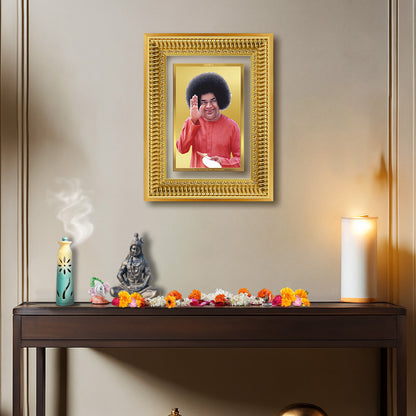 Diviniti 24K Gold Plated Satya Sai Baba (Classic) Divine Wall Frame for Home Mandir & Office Decor | Luxury Spiritual Gift
