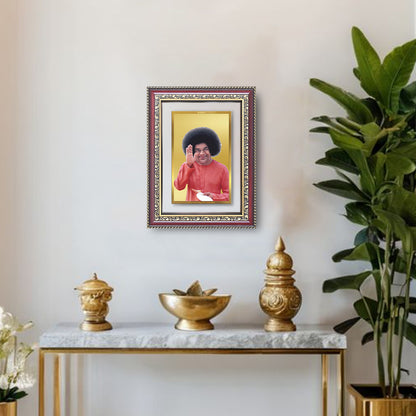 Diviniti 24K Gold Plated Satya Sai Baba (Classic) Divine Wall Frame for Home Mandir & Office Decor | Luxury Spiritual Gift