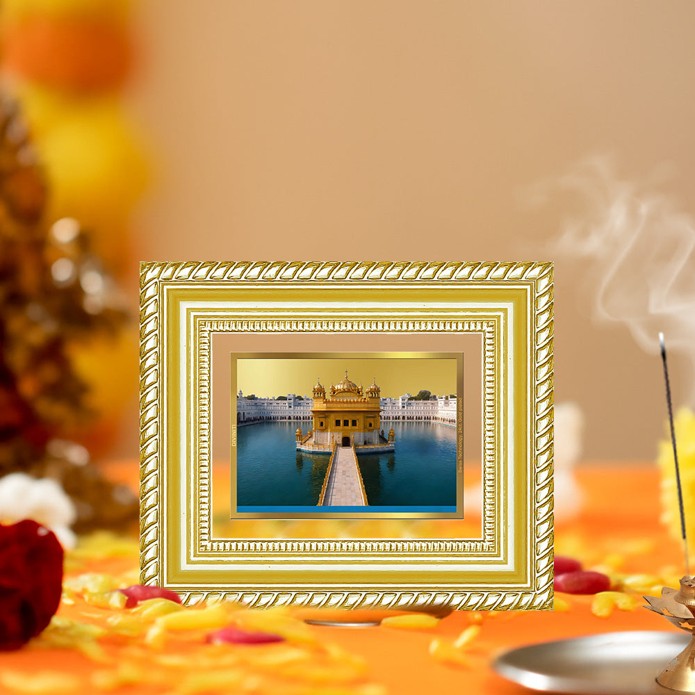 Diviniti 24K Gold Plated Golden Temple Divine Table Top Frame for Home Mandir & Office Decor | Luxury Spiritual Gift