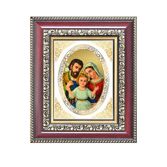 Holy Family (Jesus, Mary & Joseph) Divine Christian Sacred Love & Blessings Royal Tabletop Frame in 24K Gold Plated Foil