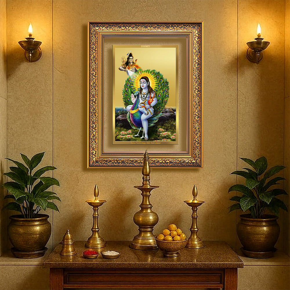Diviniti 24K Gold Plated Baba Balak Nath Divine Wall Frame for Home Mandir & Office Decor | Luxury Spiritual Gift