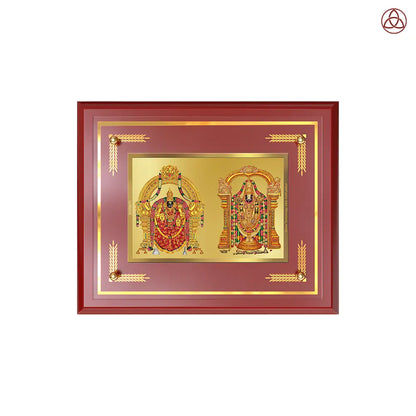 Lord Venkateswara Tirupati Balaji & Goddess Padmavati | Divine Couple Wall & Tabletop Photo Frame in 24K Gold Plated Foil