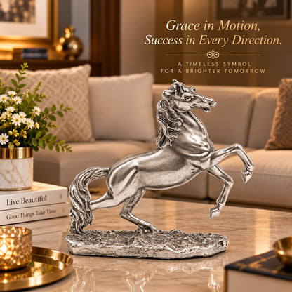 999 Antique Silver-Plated Jumping Horse Idol | Premium Gift Box | 17x22 CM