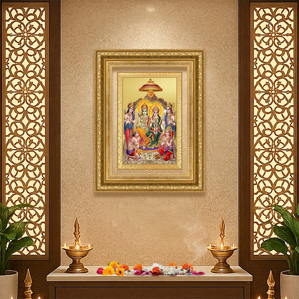 Diviniti 24K Gold Plated Ram Darbar Divine Wall Frame for Home Mandir & Office Decor | Luxury Spiritual Gift