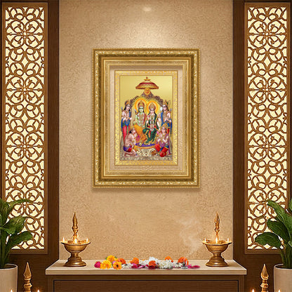 Diviniti 24K Gold Plated Ram Darbar Divine Wall Frame for Home Mandir & Office Decor | Luxury Spiritual Gift