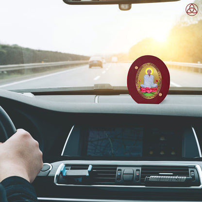 Ram Thakur Car Dashboard Photo Frame in 24K gold-plated foil, enhancing spiritual presence while driving.