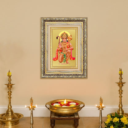 Diviniti 24K Gold Plated Hanuman With Blessings (Classic) Divine Wall Frame for Home Mandir & Office Decor | Luxury Spiritual Gift