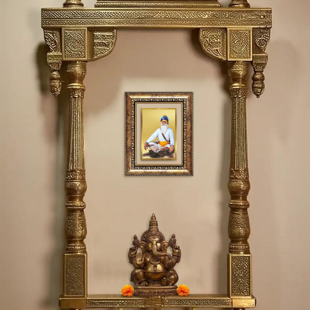 Diviniti 24K Gold Plated Baba Deep Singh Sacred Sikh Wall and Table Top Frame for Home Decor & Office Ambiance | Premium Spiritual Gift