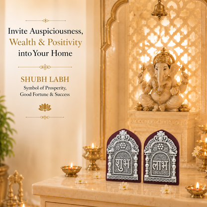 999 Silver-Plated Subh Labh Pair | Premium Gift Box | 11x8 CM