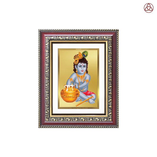 Makhan Gopal |Baby Krishna | Devakinandana for Wall & Tabletop Photo Frame in 24K Gold Plated Foil