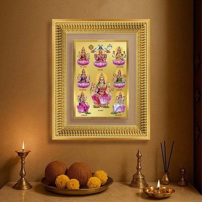 Diviniti 24K Gold Plated Ashtalakshmi Divine Wall Frame for Home Mandir & Office Decor | Luxury Spiritual Gift